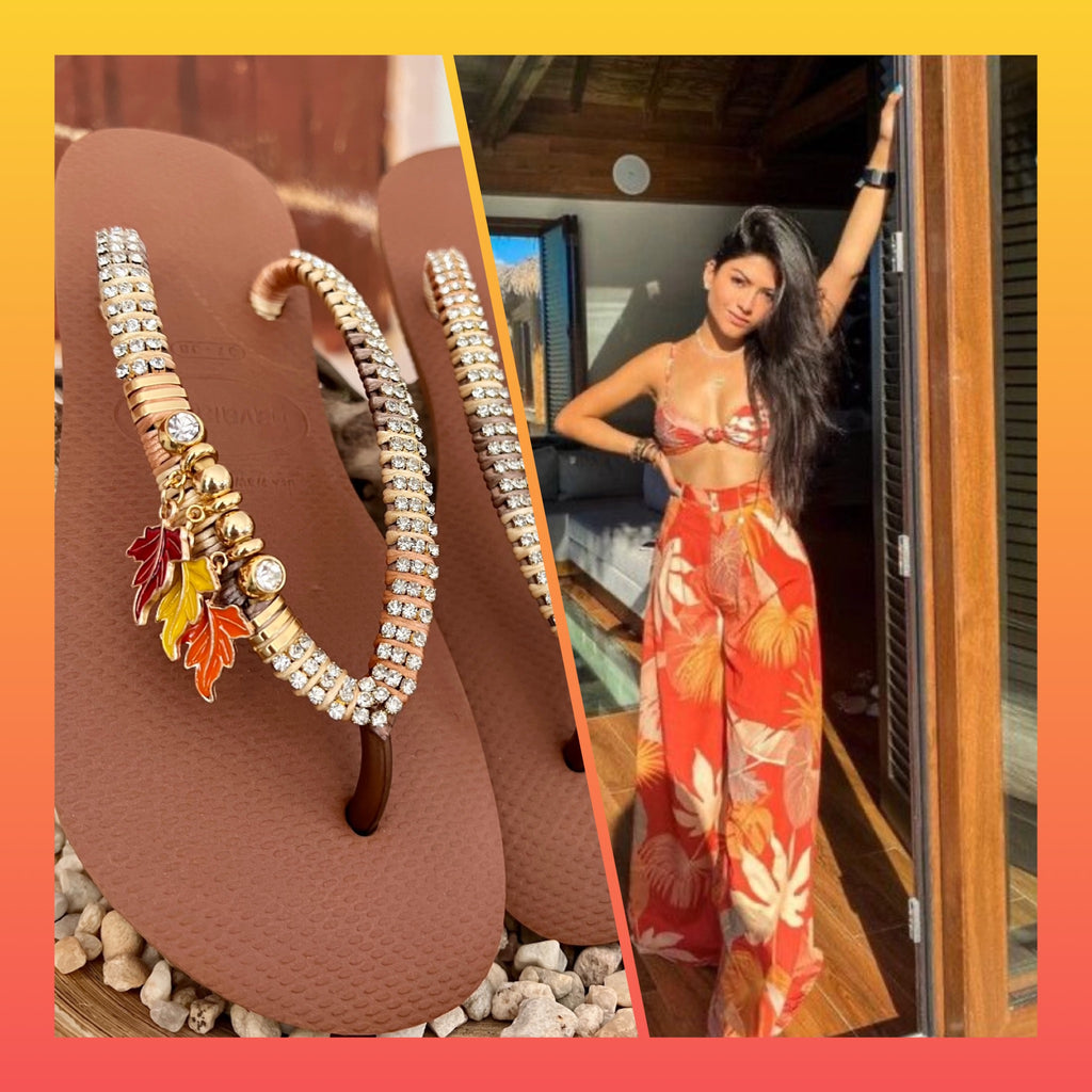 Gift her a pair of cute leaves charms flip flops, handcrafted sandals perfect for Nana's vacation adventures, ensuring she steps into relaxation with style and comfort