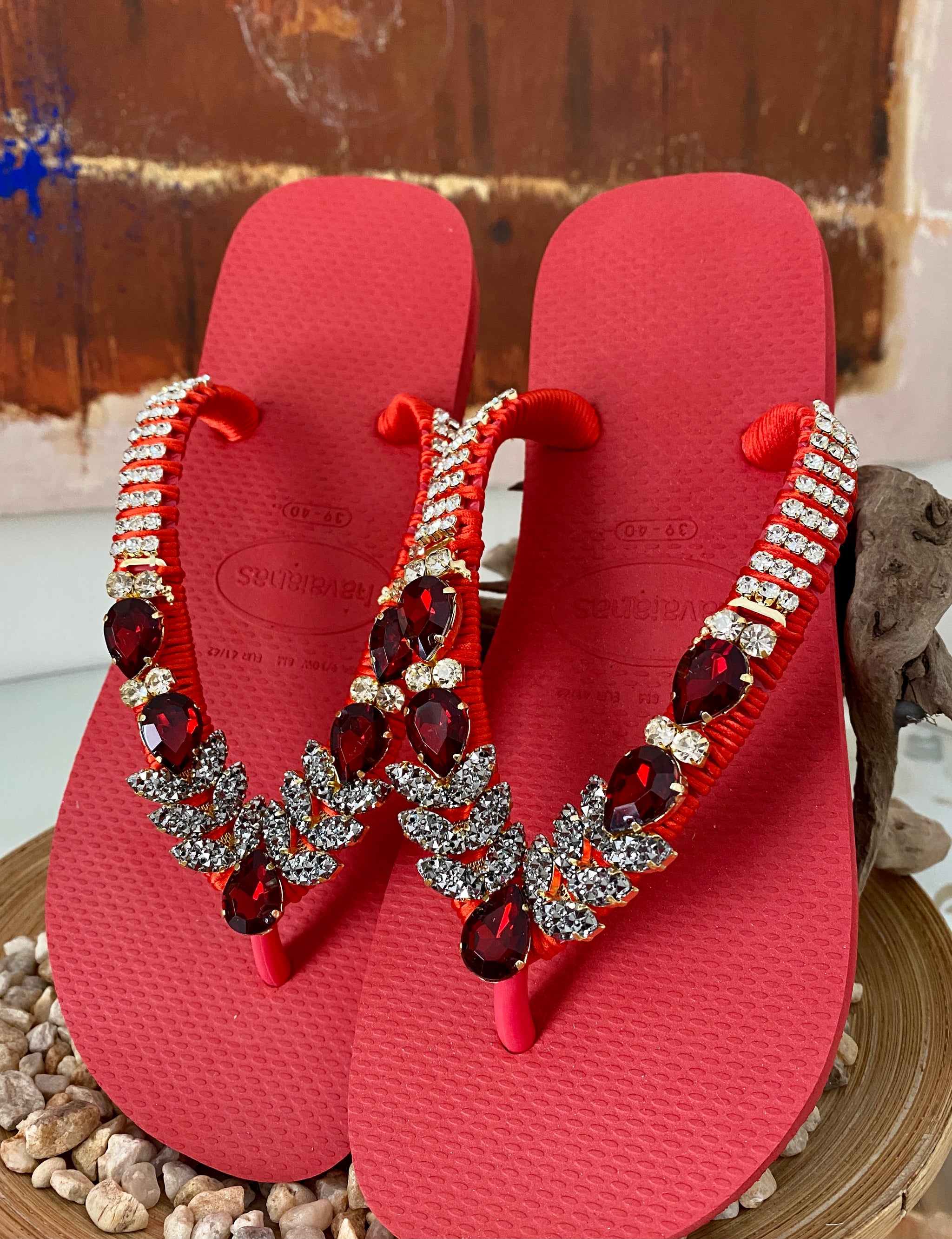 Red Bow Custom Designed Handmade Havaianas Flip store Flops Sandals